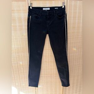 Velvet Women's Black Skinny Jeans with Side Pearl Accents